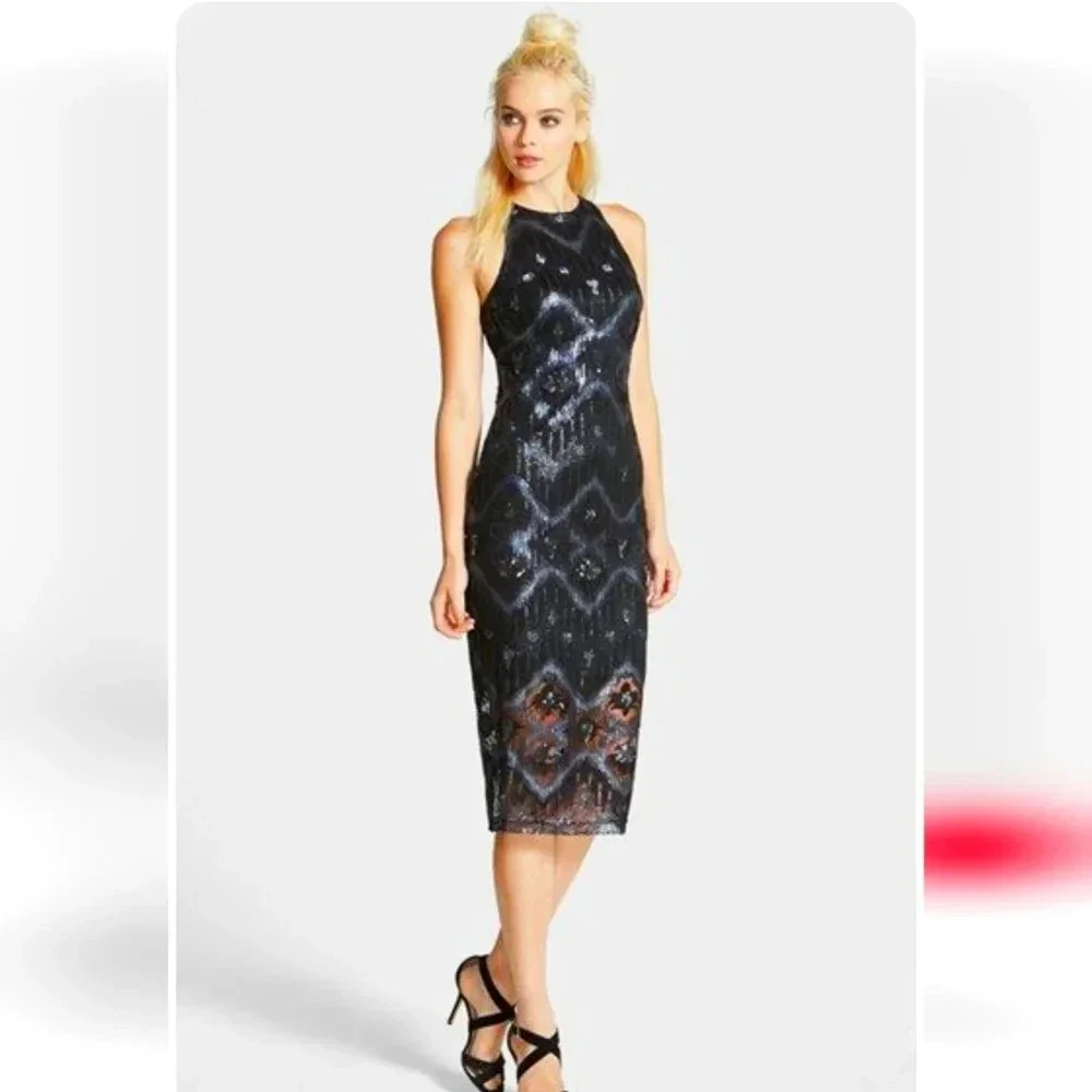 Alexia Admor Sequin Black & Navy Mini Dress - Picture 3 of 9